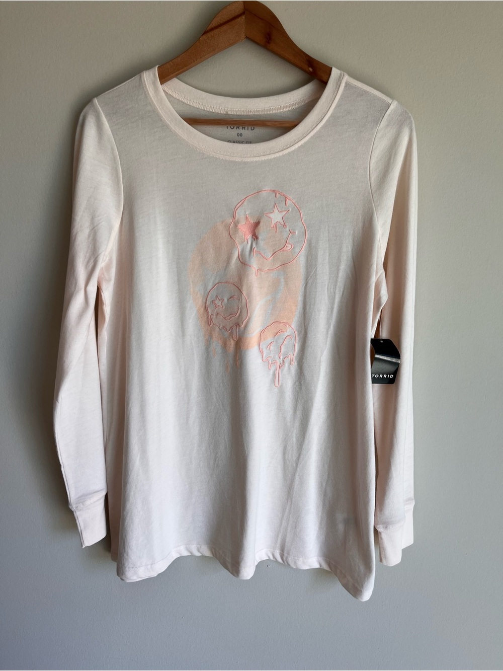 Torrid NEW Smiley Doodles Classic Fit Signature Jersey Long Sleeve Tee Sz M/L 00